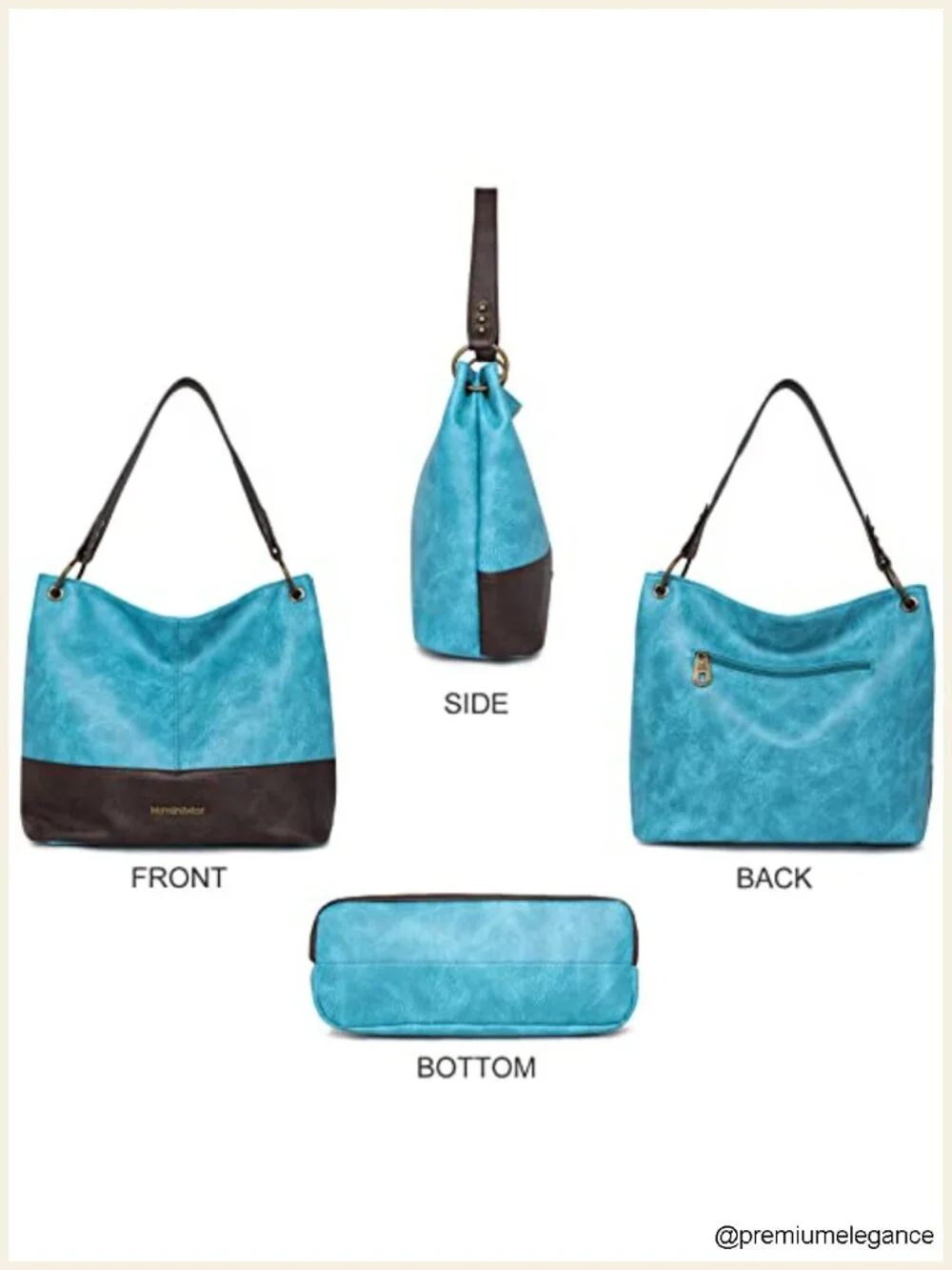 Vegan Leather Hobo Shoulder Bag Large Capacity with Back Pocket